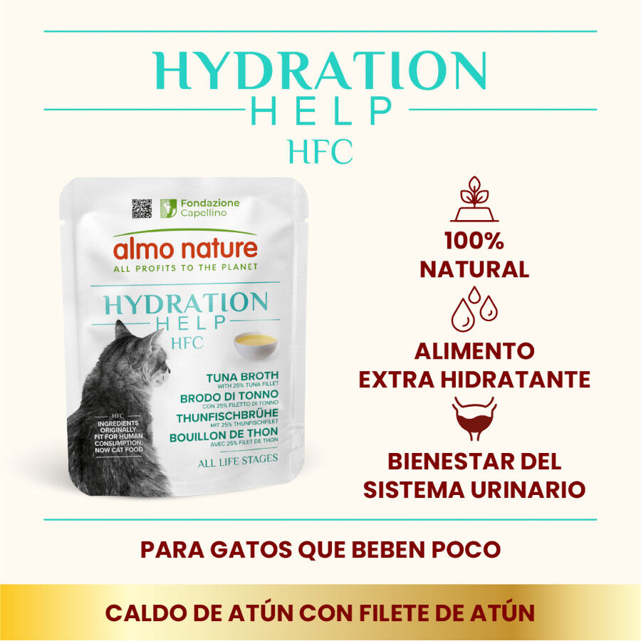 50 g Almo Nature HFC Hydration Help Filet de At&uacute;n Con Caldo sobre para gatos, , large indicador imagen numero 2
